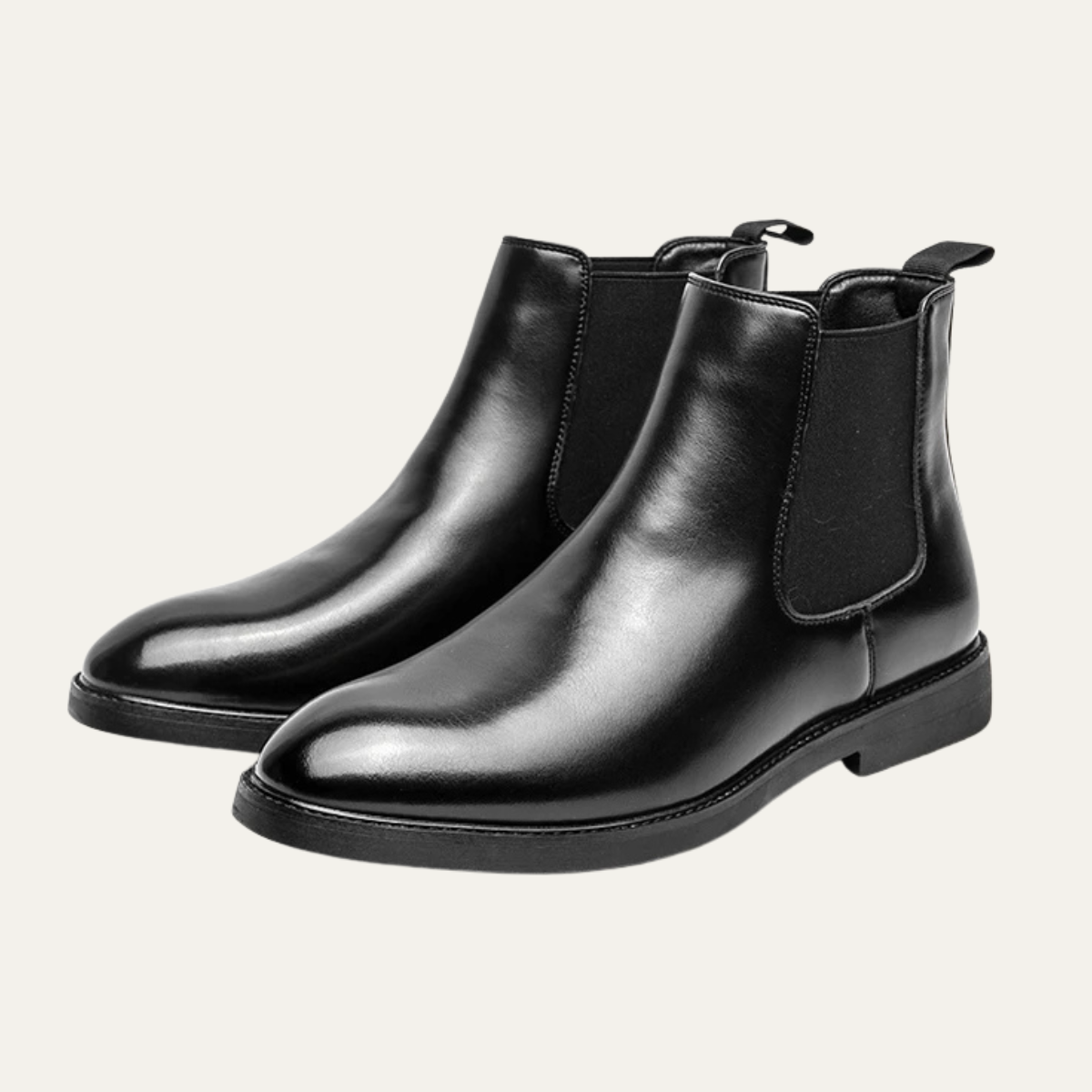 Men's Chelsea Ankle Boots Pointed Toe Leather Black - VibreMode