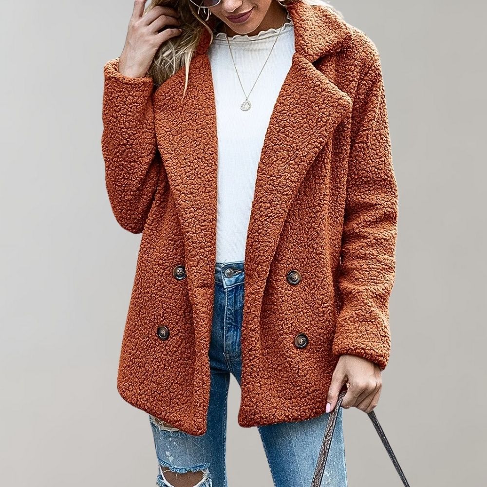Women's Double Breasted Relaxed Fit Jacket - VibreMode