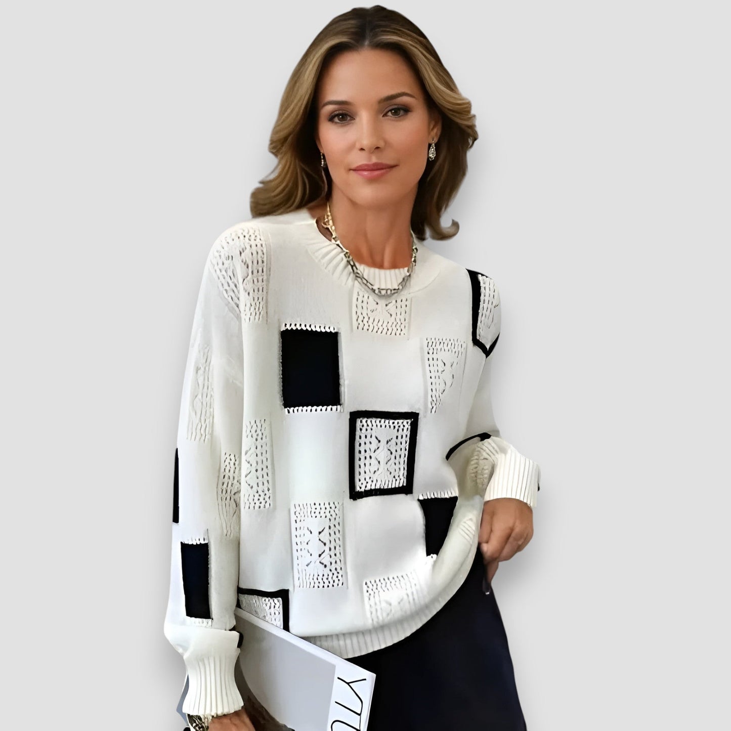 Classic Knit Square Pattern Sweater - VibreMode