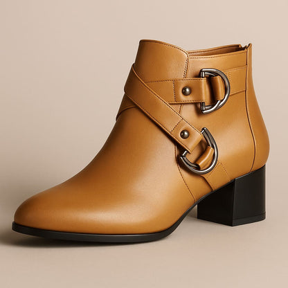 Ladies High Heel Ankle Boots with Buckle Detail