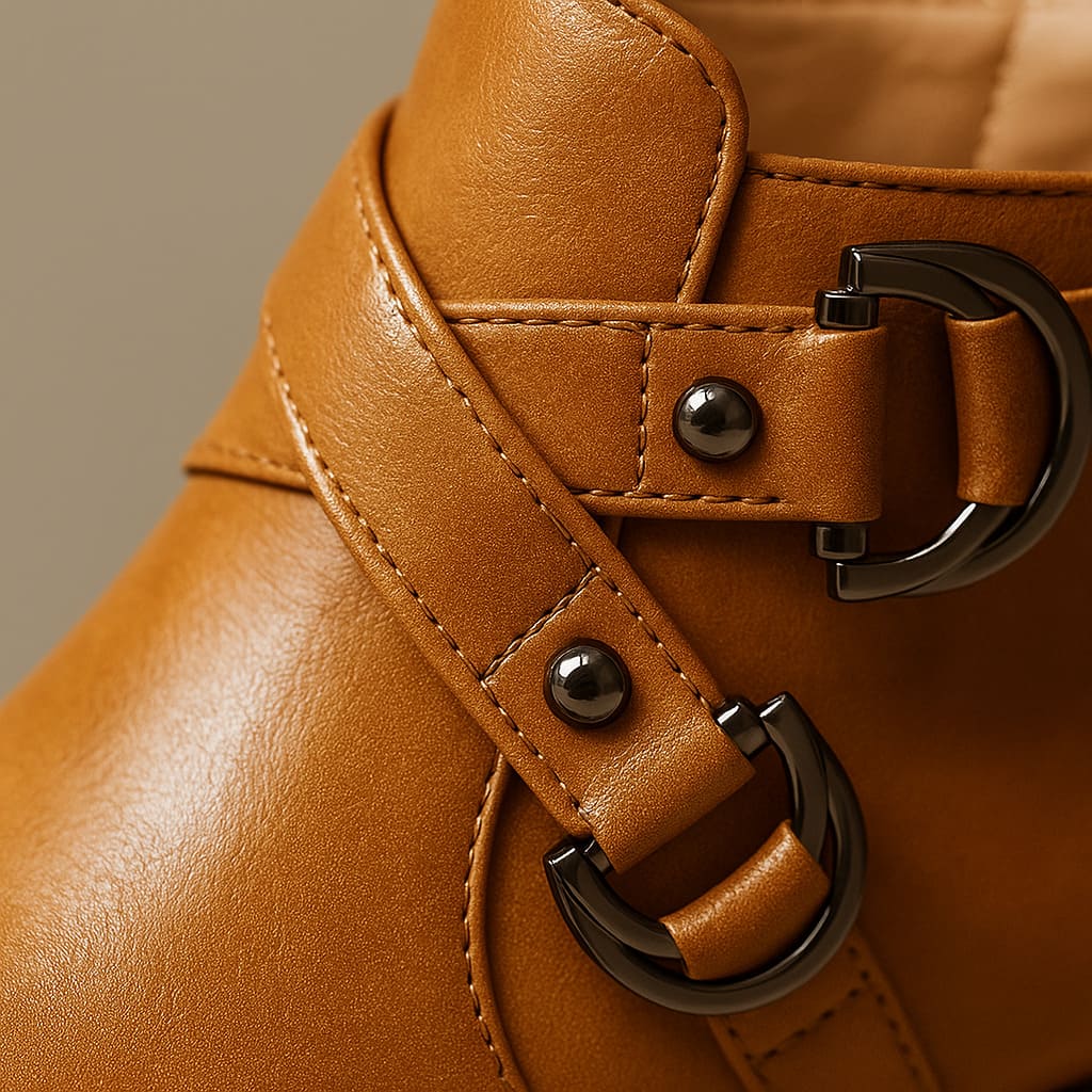 Ladies High Heel Ankle Boots with Buckle Detail
