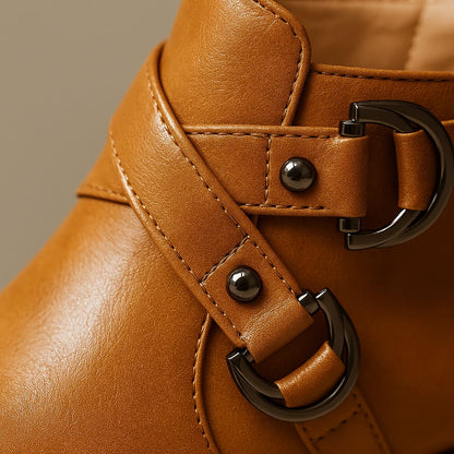 Ladies High Heel Ankle Boots with Buckle Detail