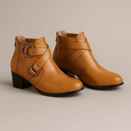 Ladies High Heel Ankle Boots with Buckle Detail