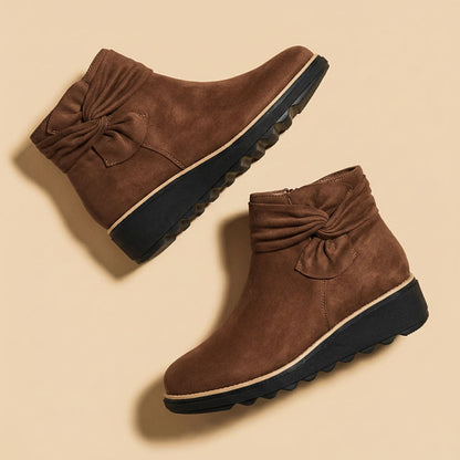 Soft Suede Ankle Boots with Bows