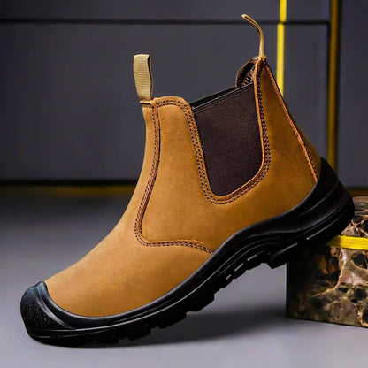 Comfortable Slip On Leather Ankle Boots - VibreMode