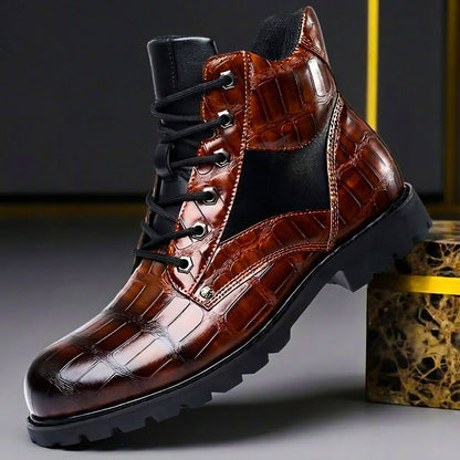 Luxury Stamped Leather Ankle Boots - VibreMode