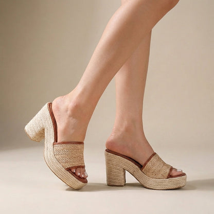 Women's Espadrille Mule Sandal Platform Block Heel
