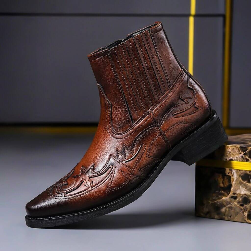 Authentic Brown Leather Ankle Boots - VibreMode