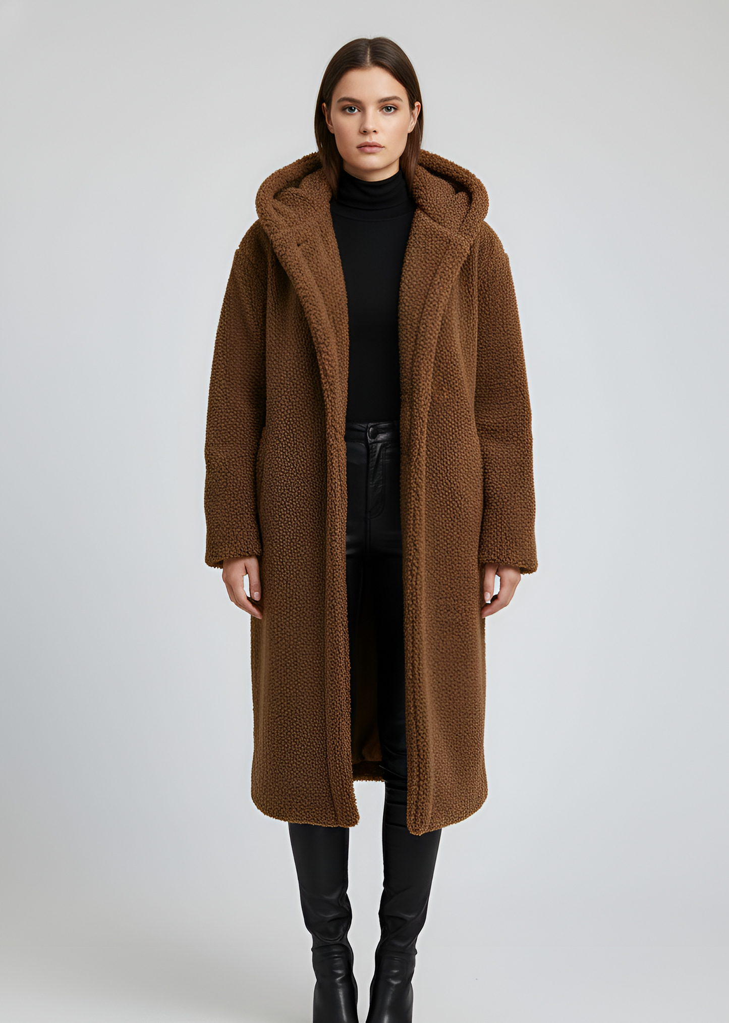 Women's Hooded Faux Fur Long Coat