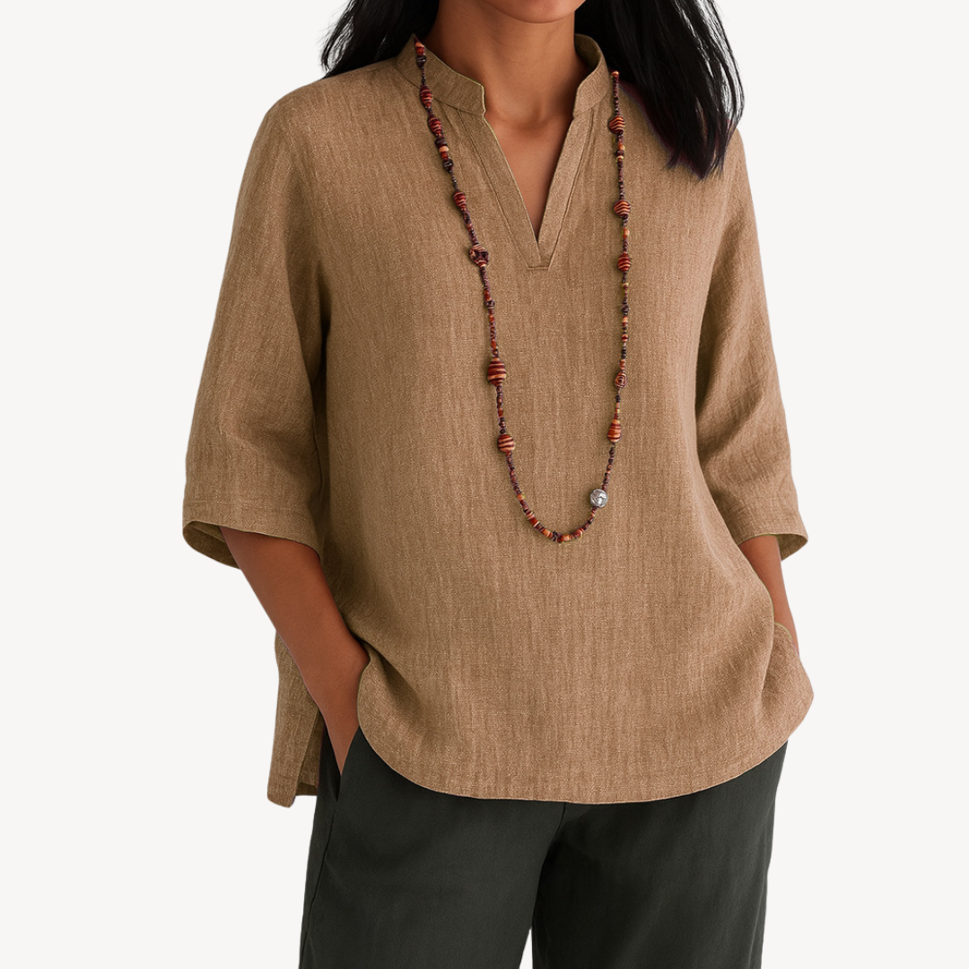 Chic Ladies Linen V Neck Summer Top