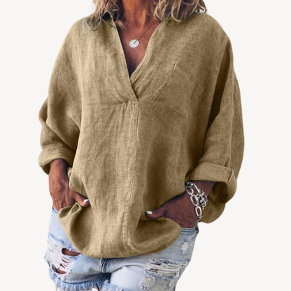 Casual Ladies Loose Fit V Neck Top
