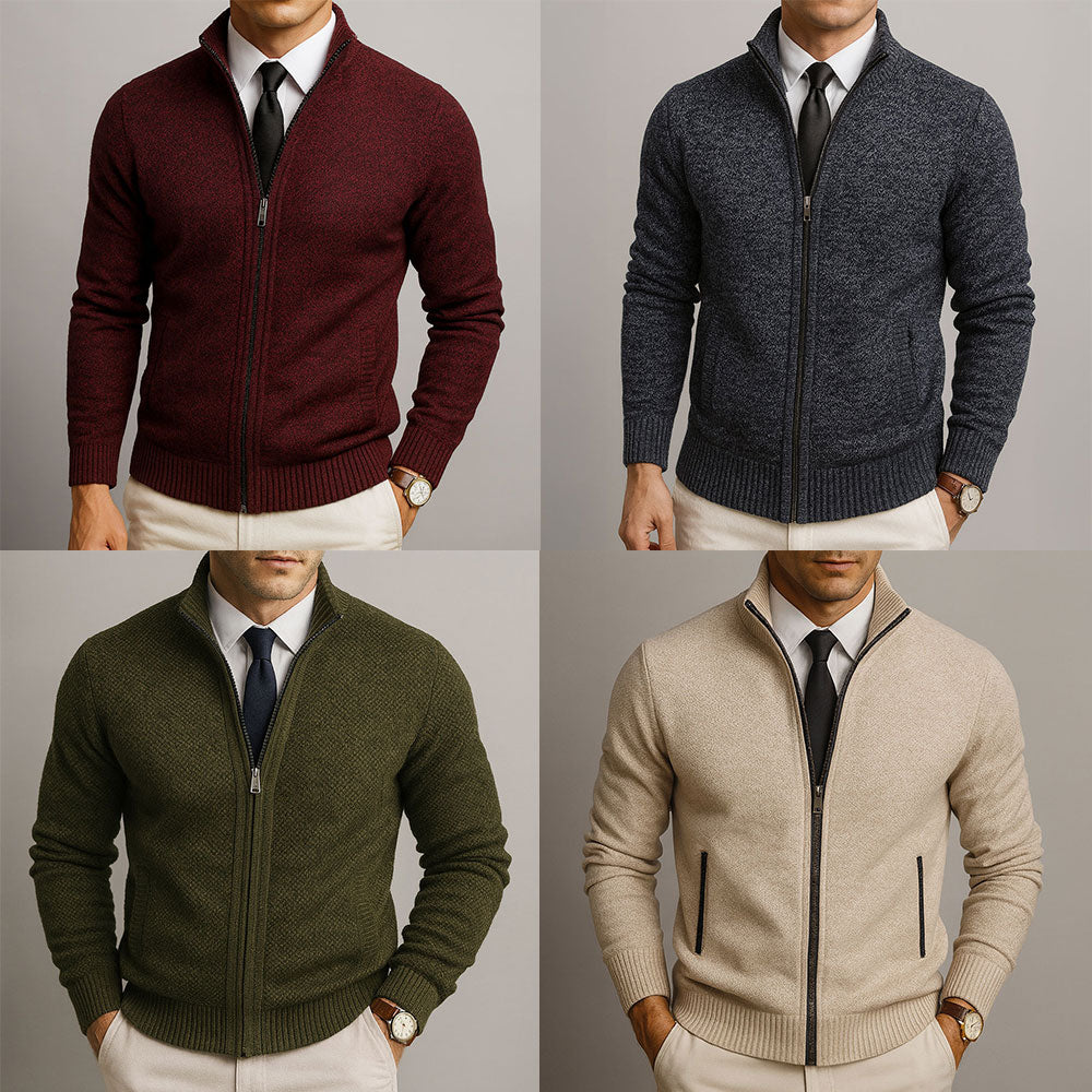 Men's Long Sleeve Zip Front Cardigan