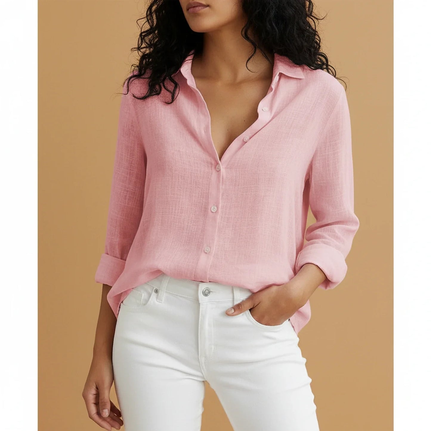 Women's Button Down Long Sleeve Blouse - VibreMode
