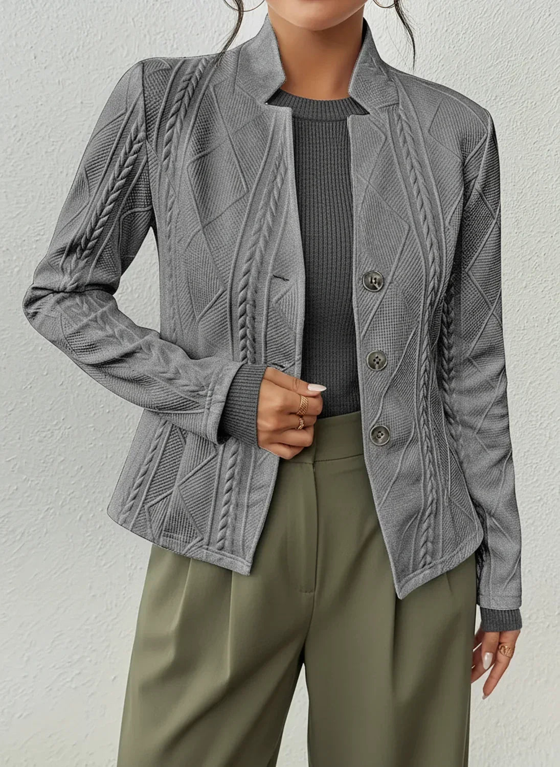 Women's Fitted Button Jacket - VibreMode