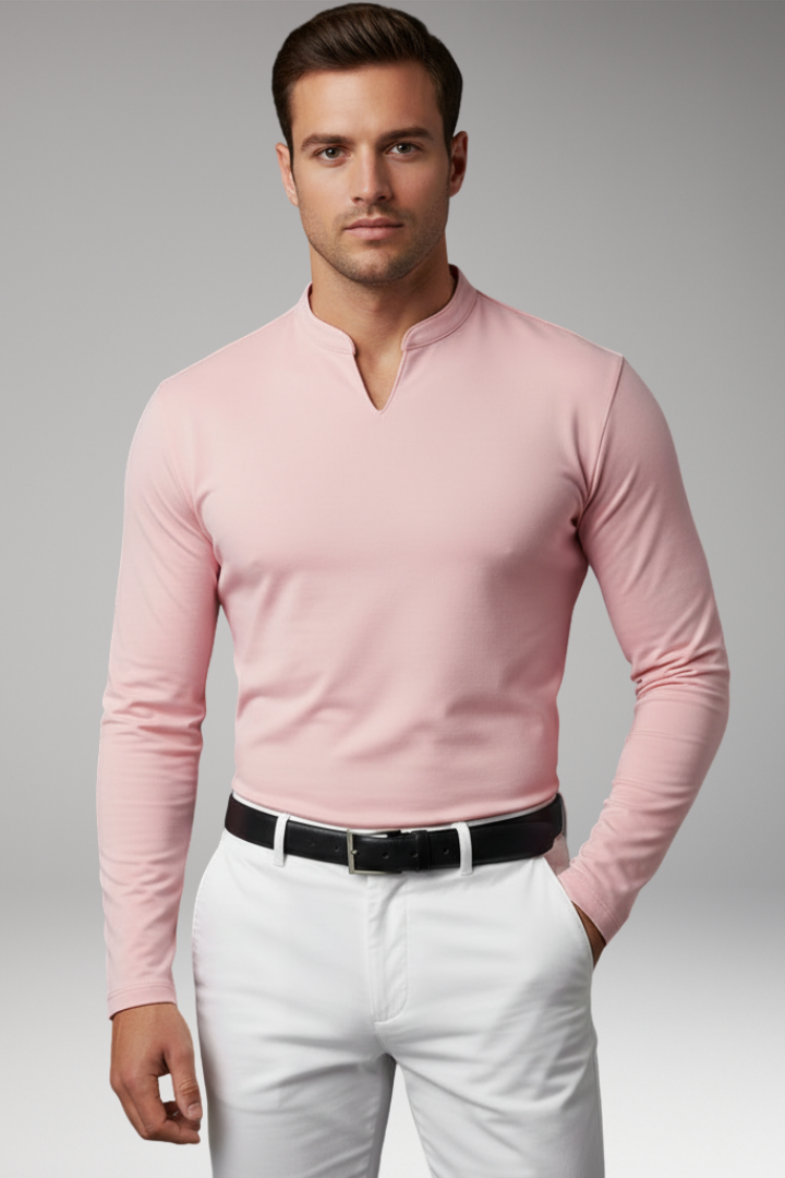 Men's V-Neck Buttonless Shirt