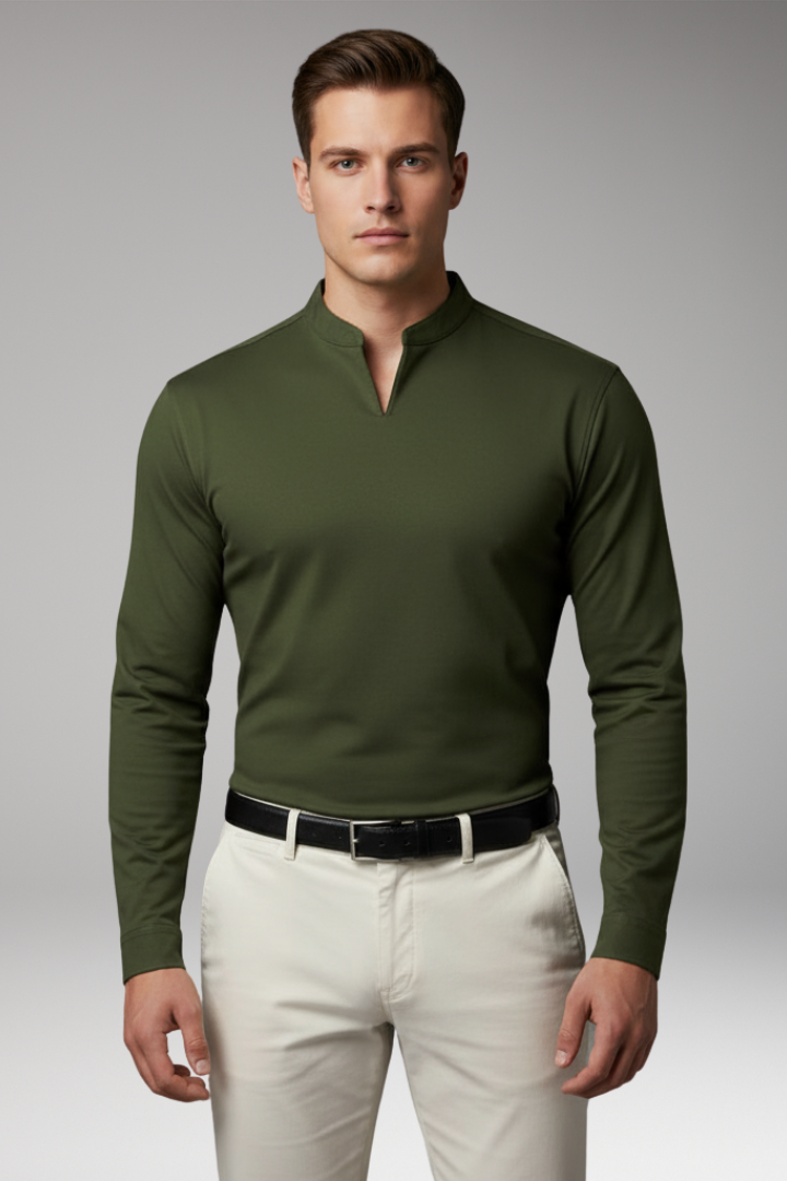 Men's V-Neck Buttonless Shirt