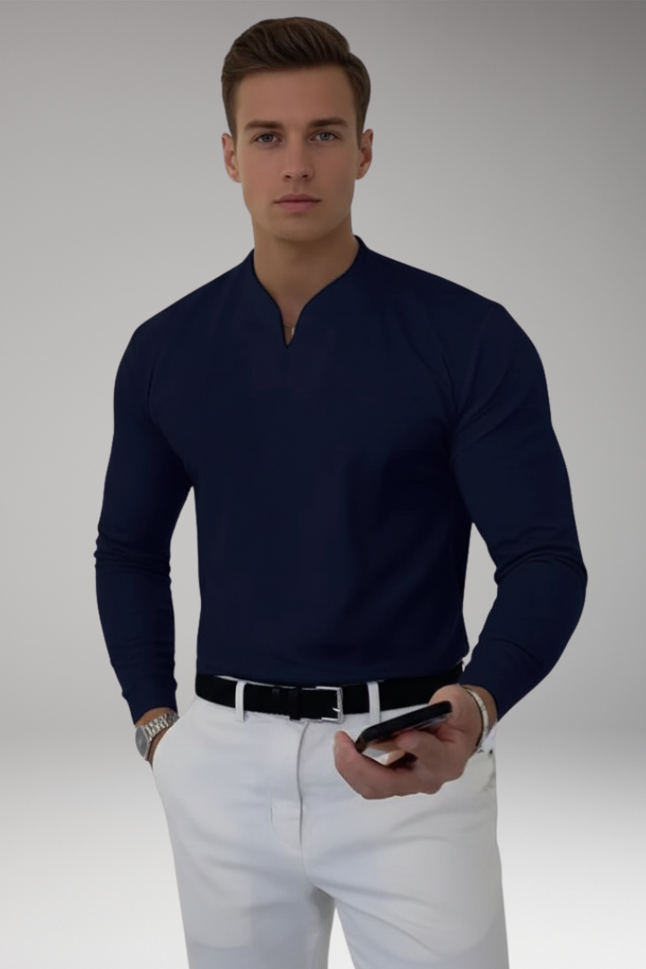 Men's V-Neck Buttonless Shirt