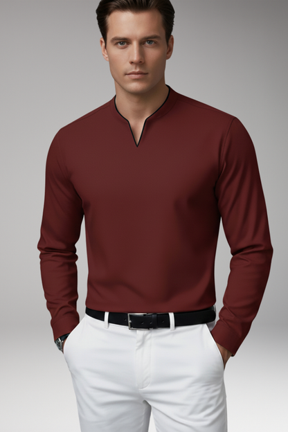 Men's V-Neck Buttonless Shirt