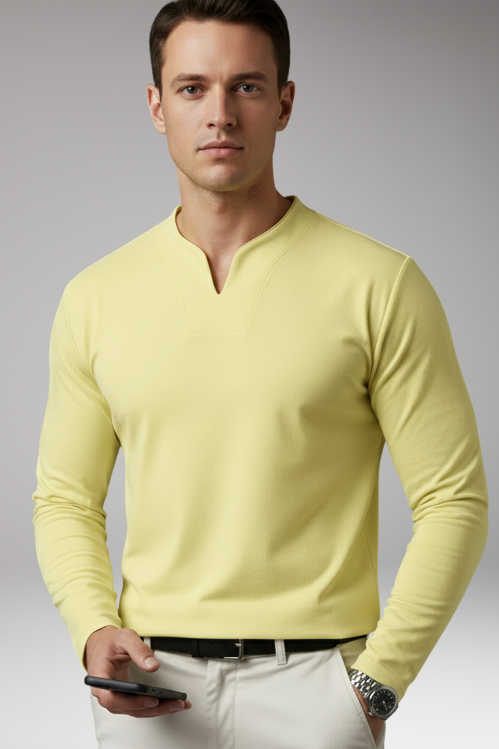 Men's V-Neck Buttonless Shirt