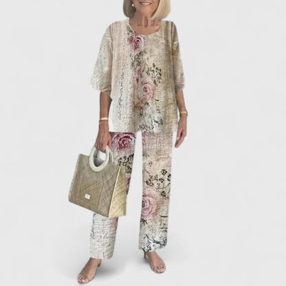 Fashionable 2 Piece Printed Pantsuit for Women