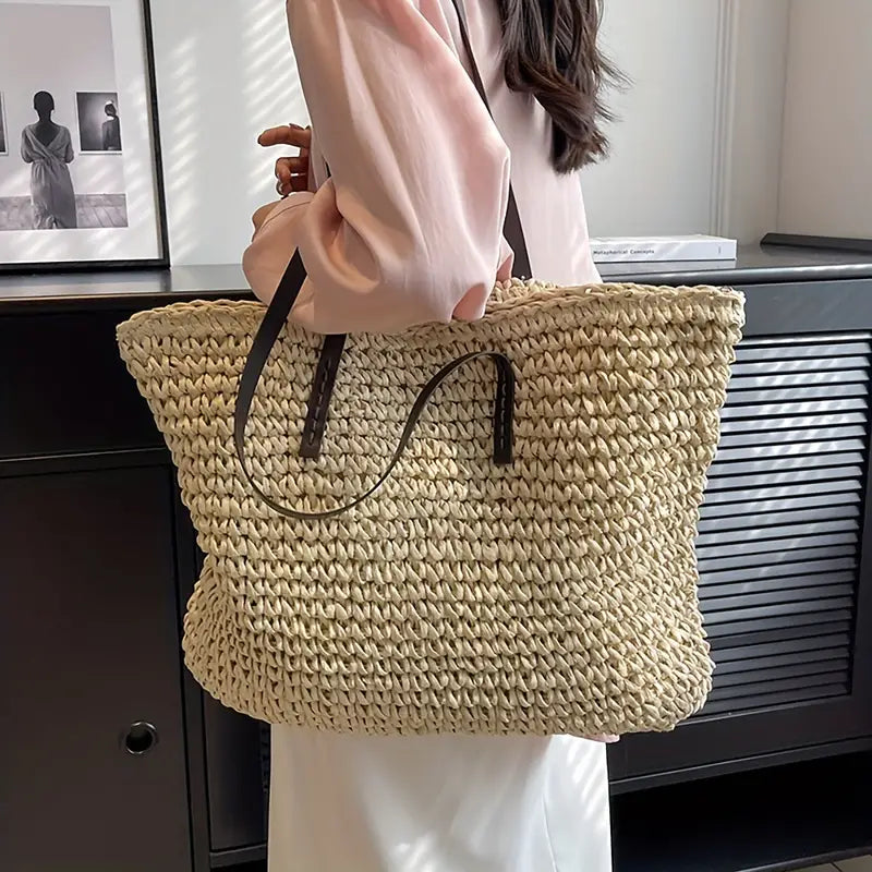 Alessia Women's Straw Beach Tote Bag Natural