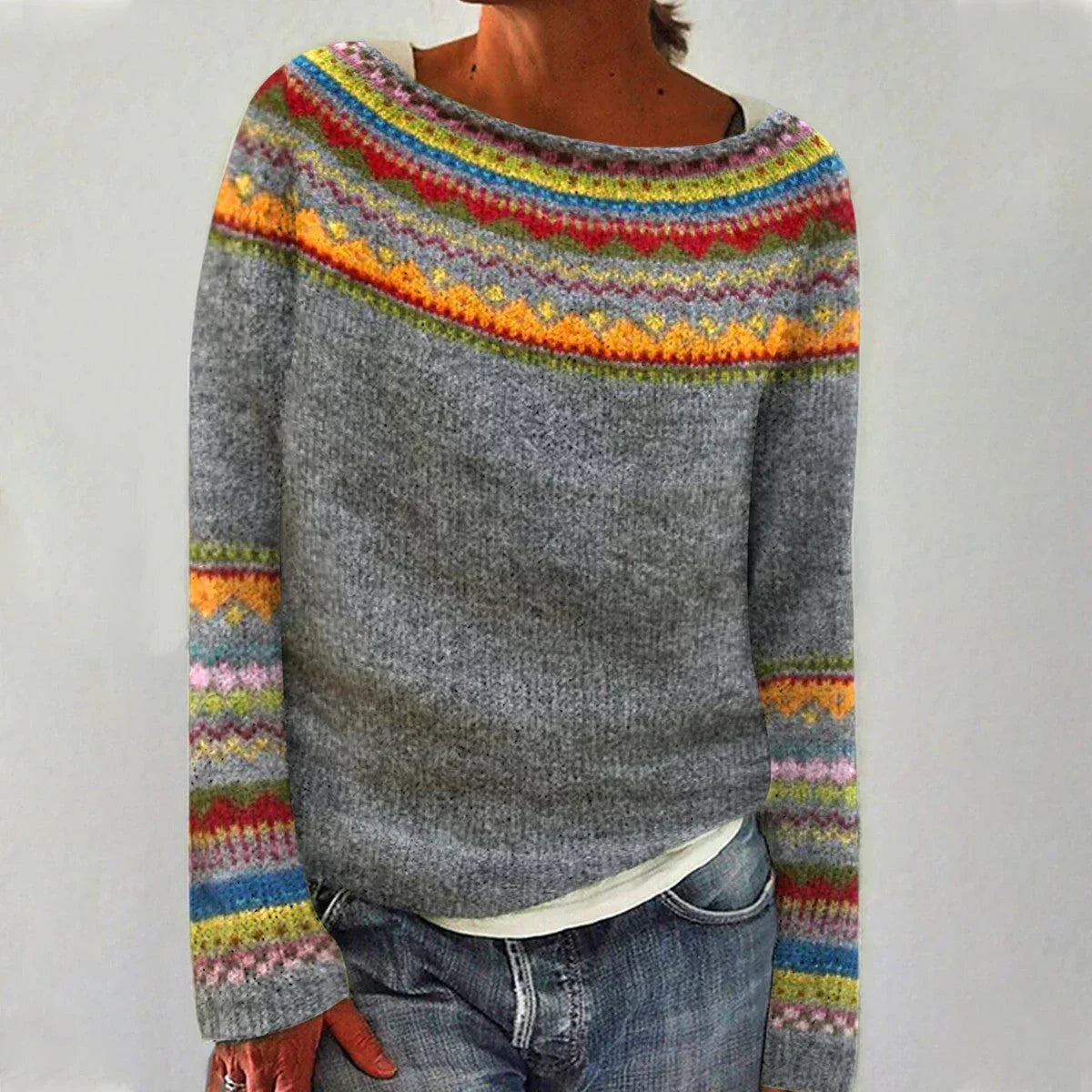 Women's Nordic Print Sweater - VibreMode