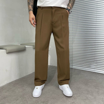 Men's Straight Leg Pleated Trousers
