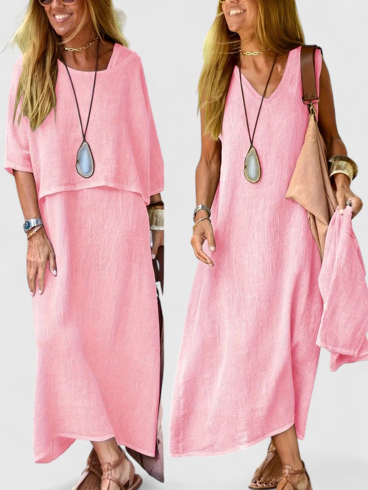 Women's 2 Piece Maxi Dress and Casual Top Set