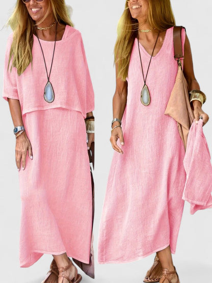 Women's 2 Piece Maxi Dress and Casual Top Set