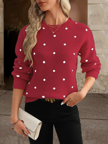 Women's Polka Dot Sweater Casual Knit