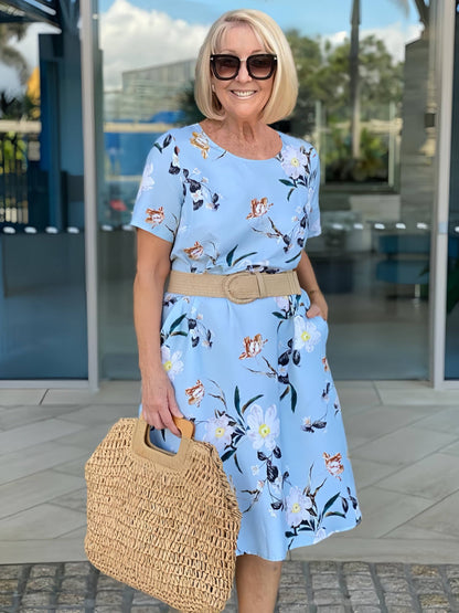 Bright Floral Short Sleeve Dress