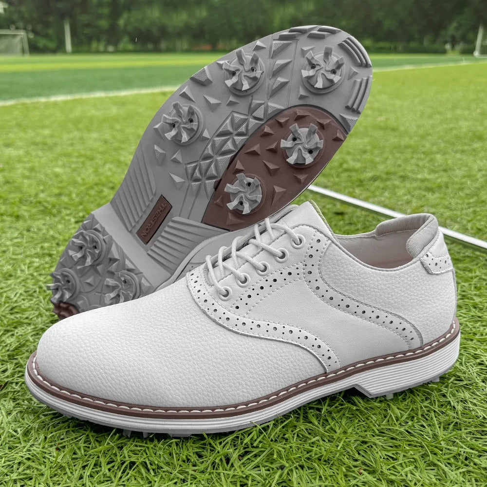Classic Golf Shoes Leather Brown - VibreMode