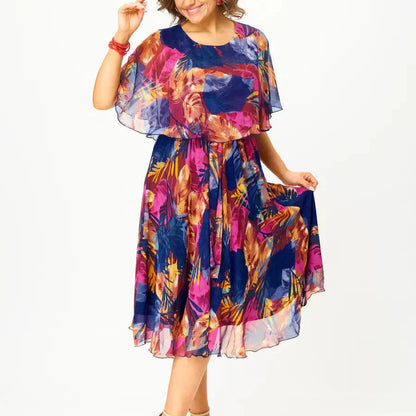 Women's Chiffon Draped Dress Tummy Control Flowy