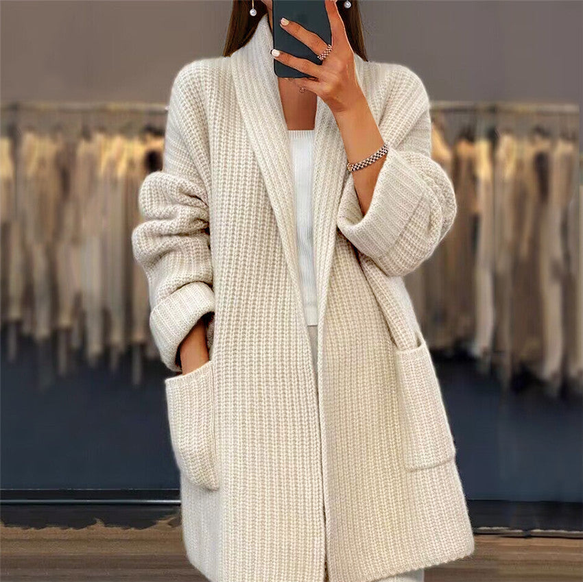 Cozy Crew Neck Sweater with Pockets - VibreMode