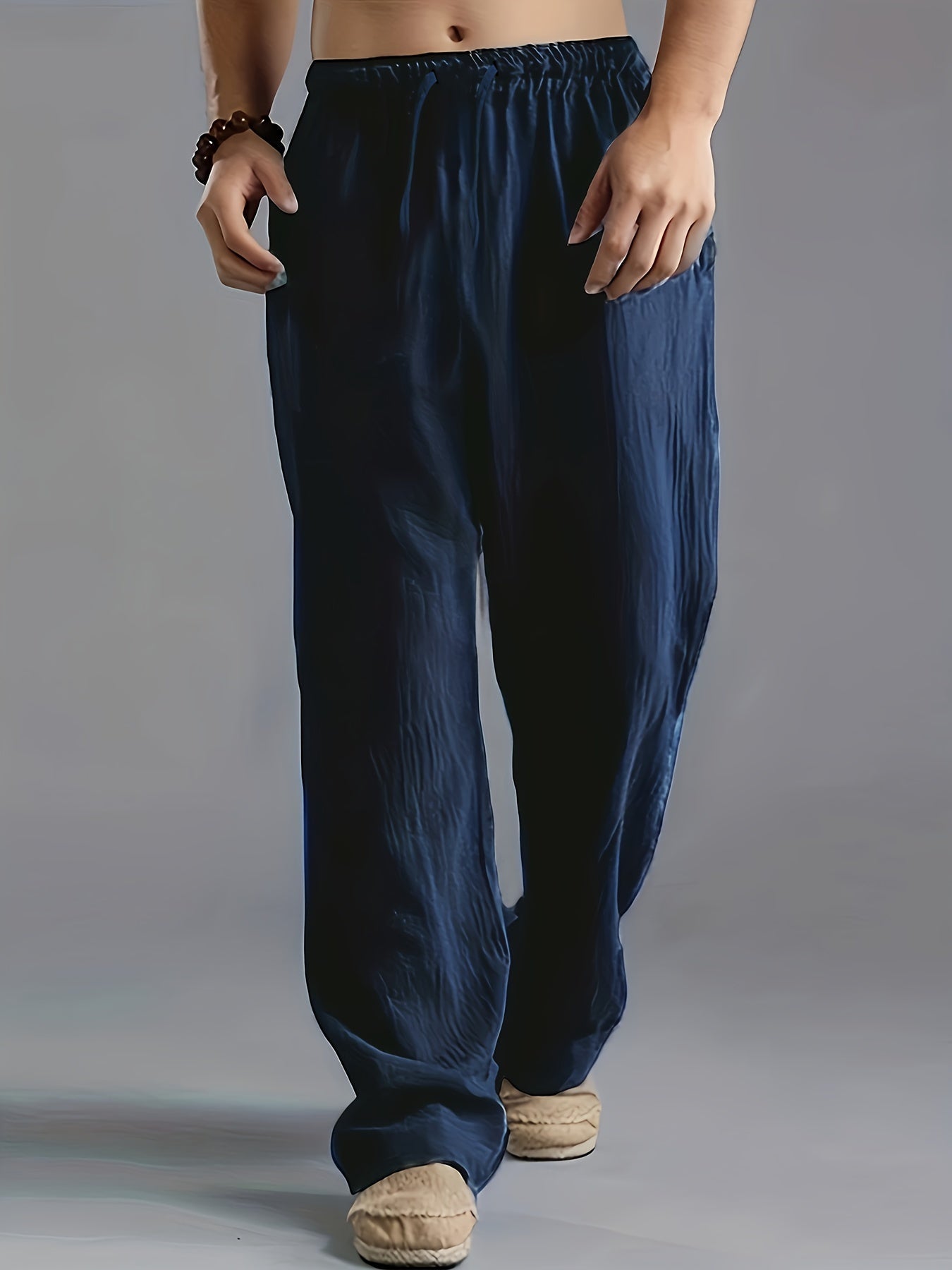 Men's Linen Pants Breathable Beige
