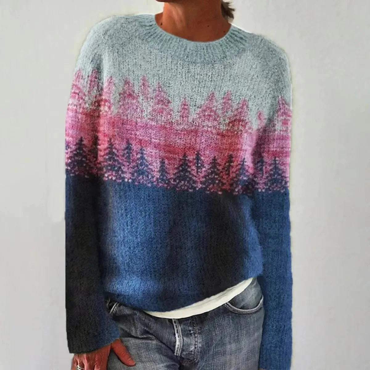 Women's Long Sleeve Sweater Wide Neckline