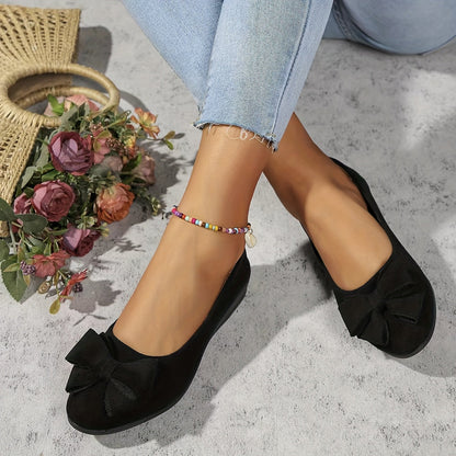 Elegant Round Toe Womens Slip On Ballet Shoes