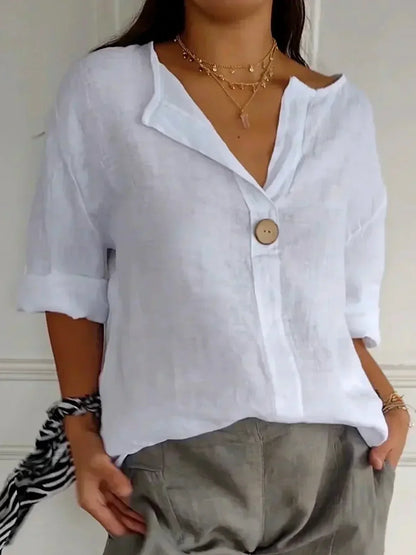 Relaxed Fit V Neck Women's Top
