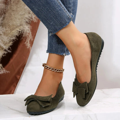 Chic Ladies Floral Bow Ballet Shoes