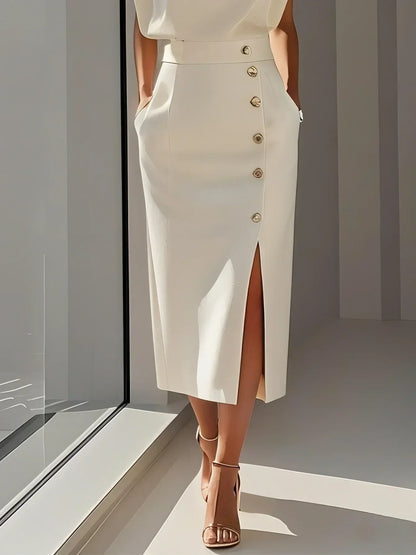 Elegant Ladies Cap Sleeveless Midi Dress