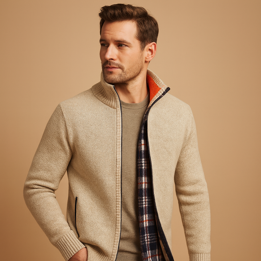 Classic Check Lined Crew Neck Sweater for Men - VibreMode