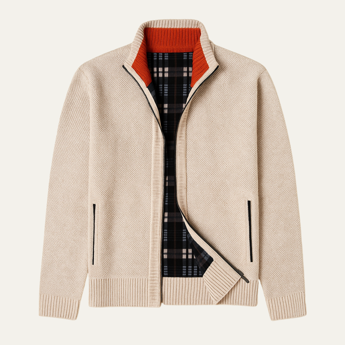 Men's Knit Zip Cardigan Stand Collar - VibreMode