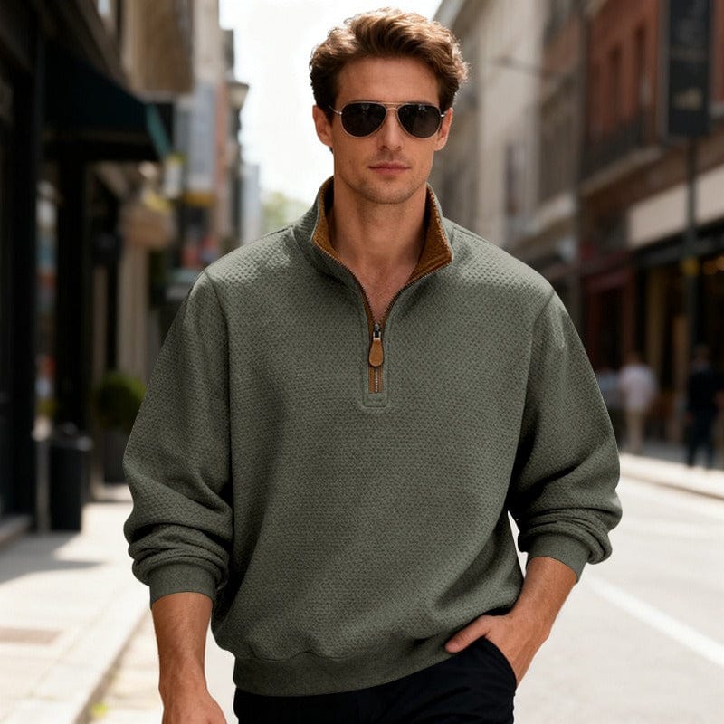 Image of Caleb | Men's Quarter-Zip Textured Pullover Sweater
