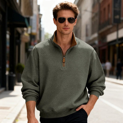 Image of Caleb | Men's Quarter-Zip Textured Pullover Sweater