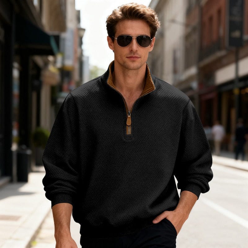 Image of Caleb | Men's Quarter-Zip Textured Pullover Sweater