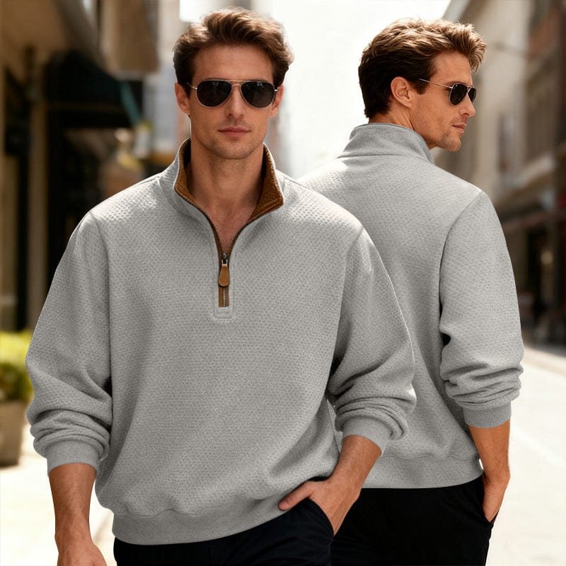 Image of Caleb | Men's Quarter-Zip Textured Pullover Sweater