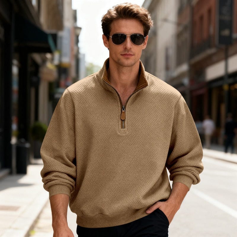 Image of Caleb | Men's Quarter-Zip Textured Pullover Sweater