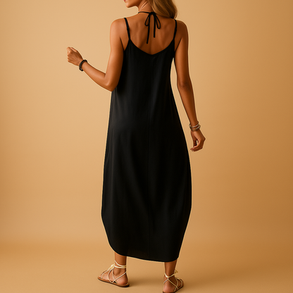 Women’s cami V-neck dress with lightweight fit and elegant silhouette, perfect for summer days, casual wear, and evening outings.