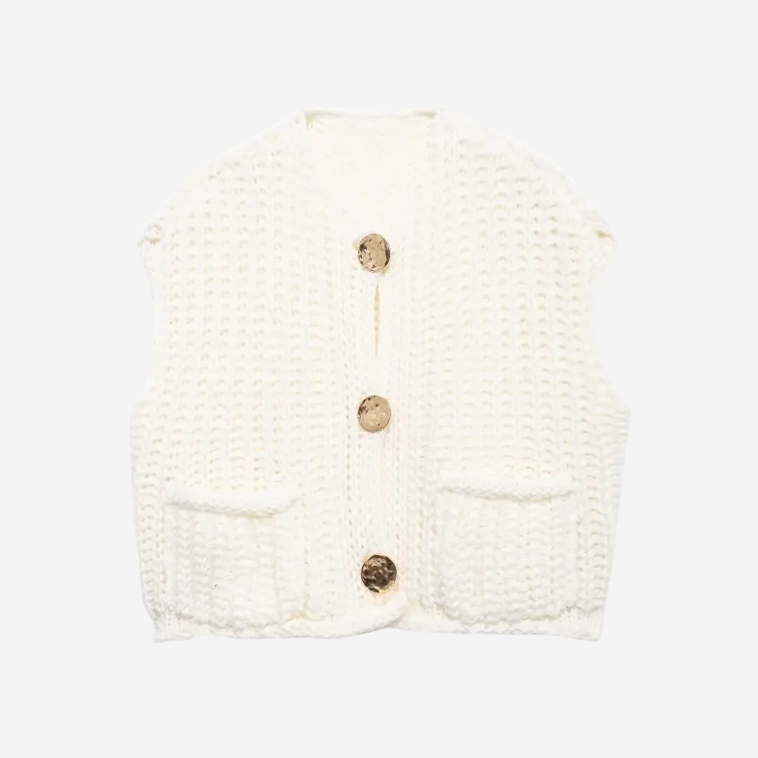 Image of Camille | Women's Button Front Sleeveless Sweater Vest