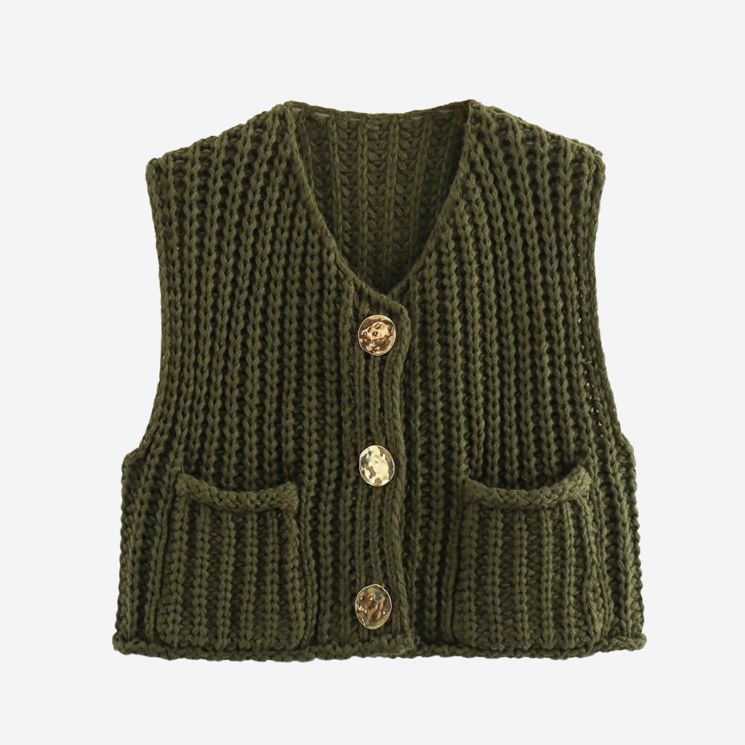 Image of Camille | Women's Button Front Sleeveless Sweater Vest